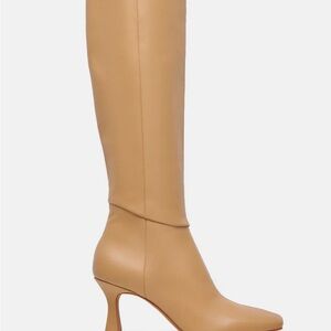 Dolce Vita Gyra Boots Tan | Size 7.5 | Beige Leather Knee High Heeled Boots